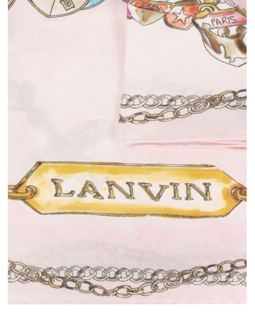 Lanvin Pink Illustration-print Silk Scarf