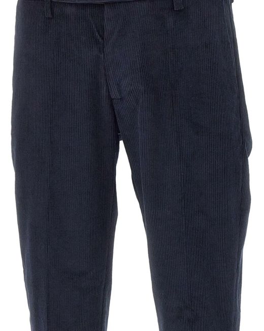 Re-hash Blue Pleated Corduroy Trousers for men