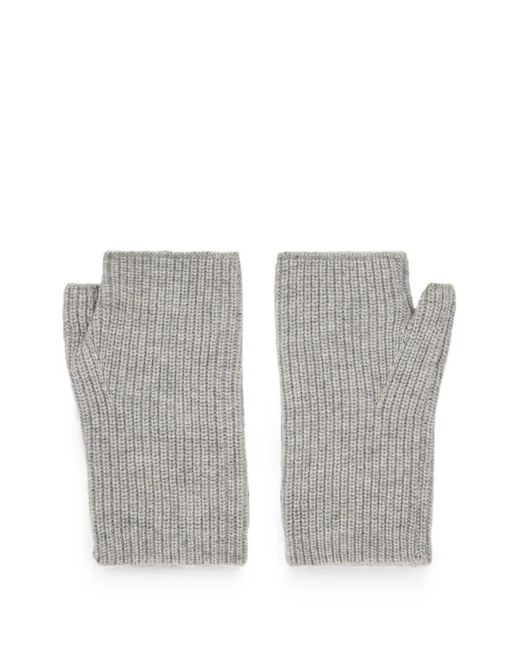 Moorer Gray Ribbed-Knit Fingerless Gloves for men
