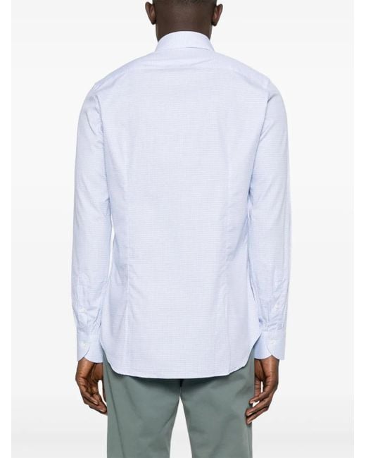 Canali White Grid-Pattern Shirt for men