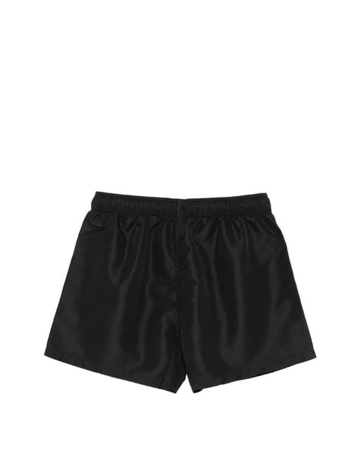 EA7 Black Logo-Patch Drawstring Swim Shorts for men