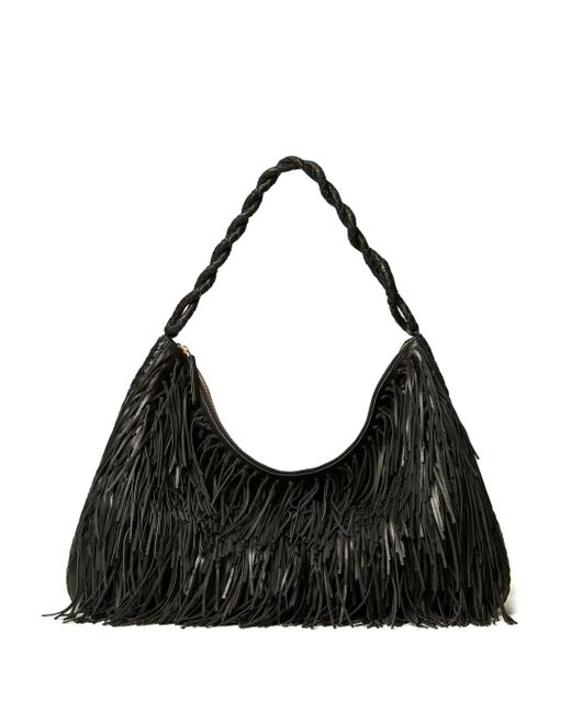 Twinset Black Liliane Fringed Woven Large Shoulder Bag