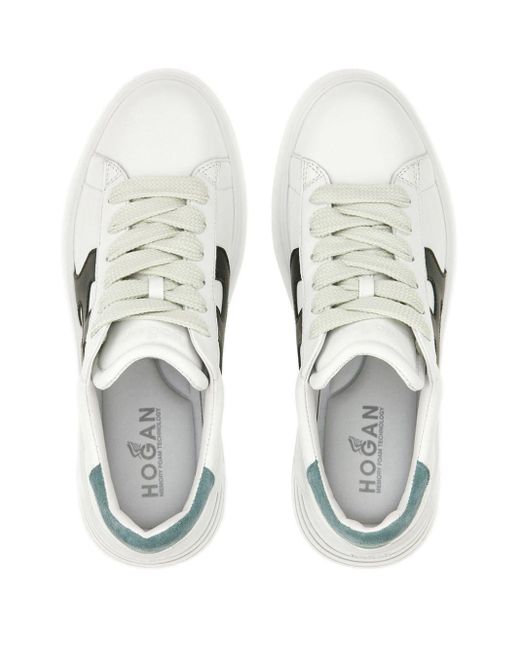 Hogan White Rebel Lace-up Suede Sneakers