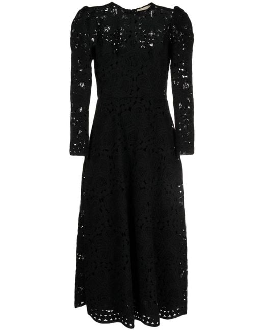 Elie Saab Black Corded-lace Midi Dress