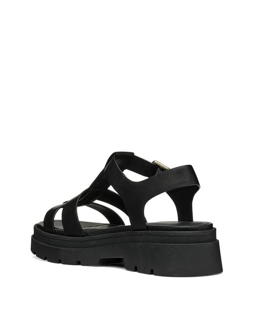 Geox Black Buckle-Fastening Lug-Sole Sandals