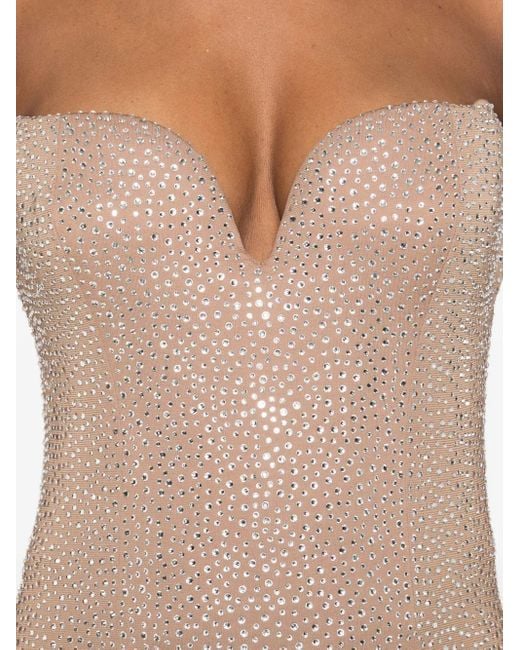 GIUSEPPE DI MORABITO Natural Crystal-Embellished Side-Split Maxi Dress