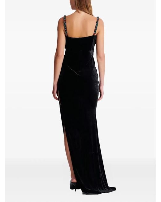Balmain Black Jewel-Embellished Velvet Dress