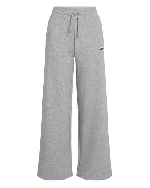 Karl Lagerfeld Gray Ikon Wide-Leg Track Pants