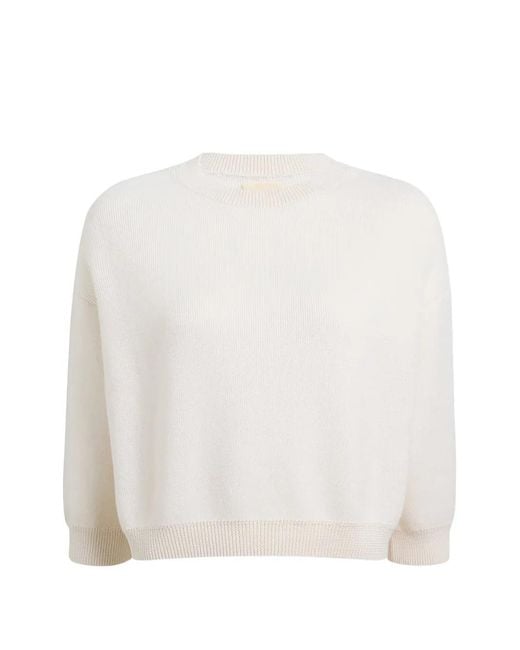 Khaite White Sabina Ribbed-Knit Sweater