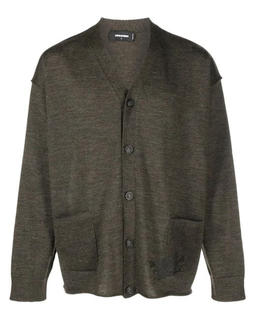 メンズ DSquared² Vネック カーディガン Gray