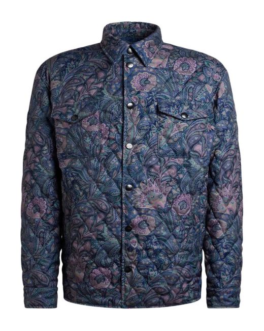 Etro Blue Quilted Paisley Jacket for men