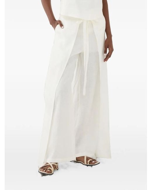 ELEH White Tie-Fastening Wrap Trousers