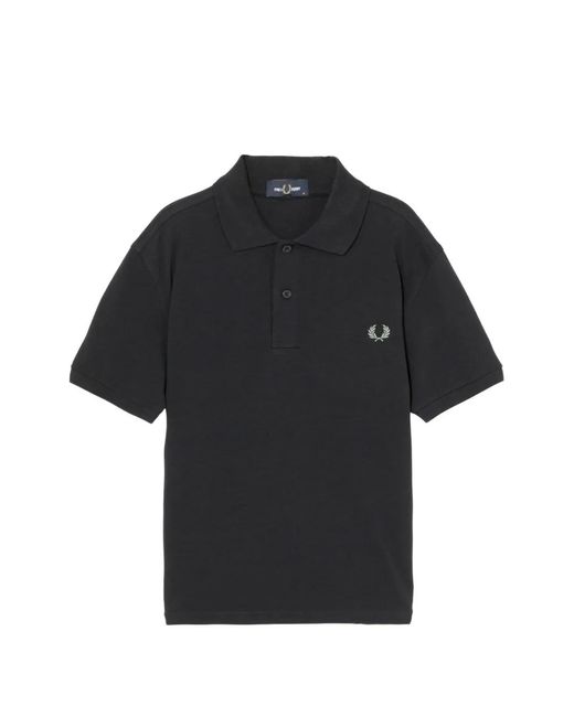 Fred Perry Black Laurel-Wreath Short-Sleeve Polo Shirt for men