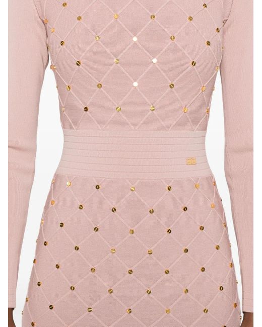 Elisabetta Franchi Pink Fitted Silhouette Dress With Structured Bodice