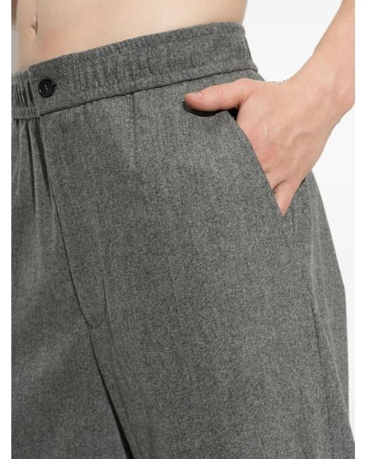 Giorgio Armani Gray Elasticated-Waistband Turn-Up Trousers for men
