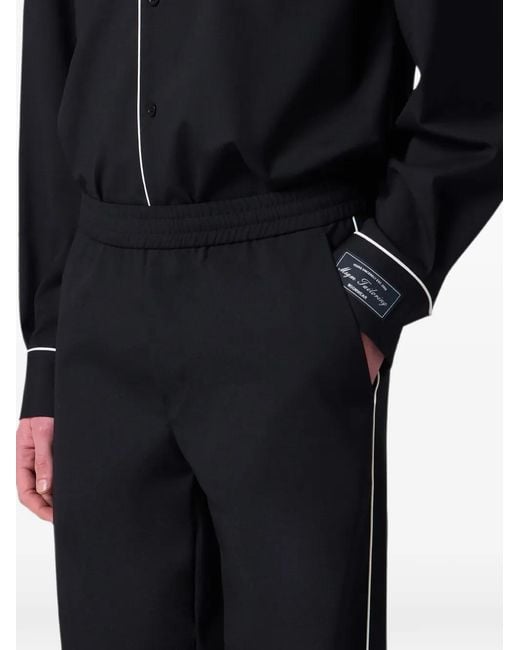 MSGM Blue Piping-Detail Elasticated-Waistband Trousers for men