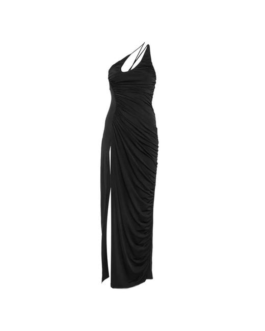 Twentyfourhaitch Black Arutas Ruched Side-Slit Dress