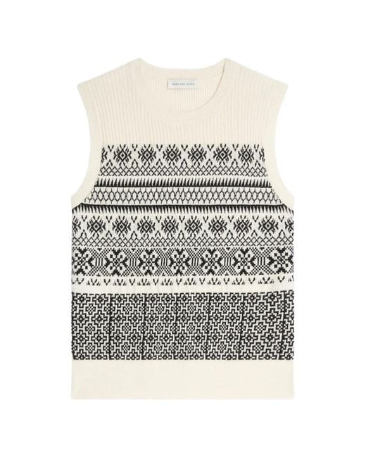 Dries Van Noten Gray Jacquard Wool Sweater for men