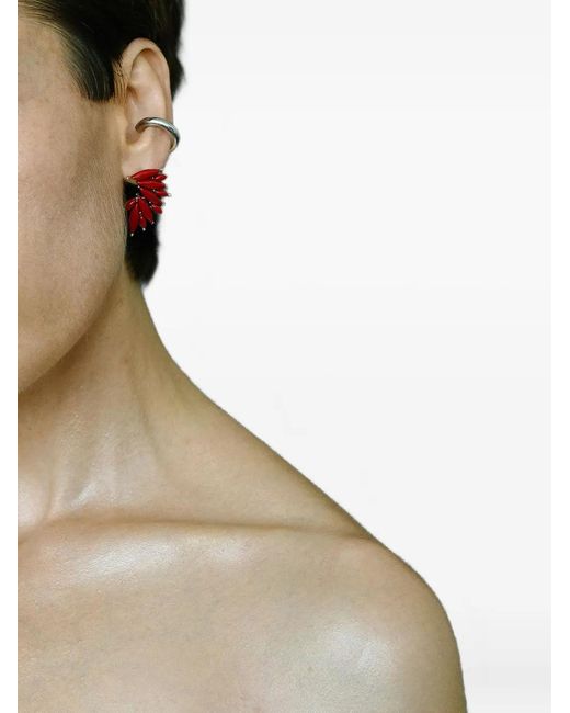 Elle Macpherson Red Leaf Embellished Earrings