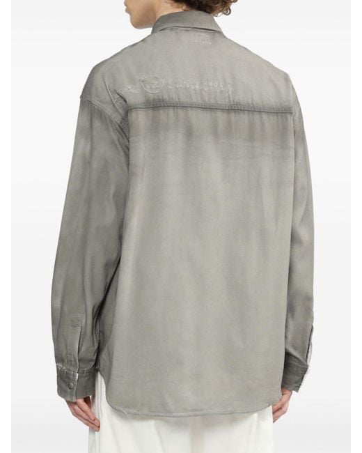 Chemise en coton à slogan brodé Izzue pour homme en coloris Gray