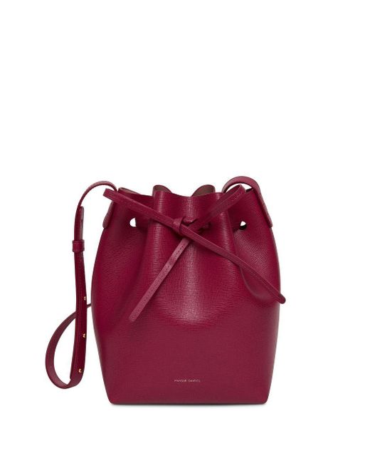 Mansur Gavriel Leather Logo-lettering Mini Bucket Bag in Pink (Red) | Lyst