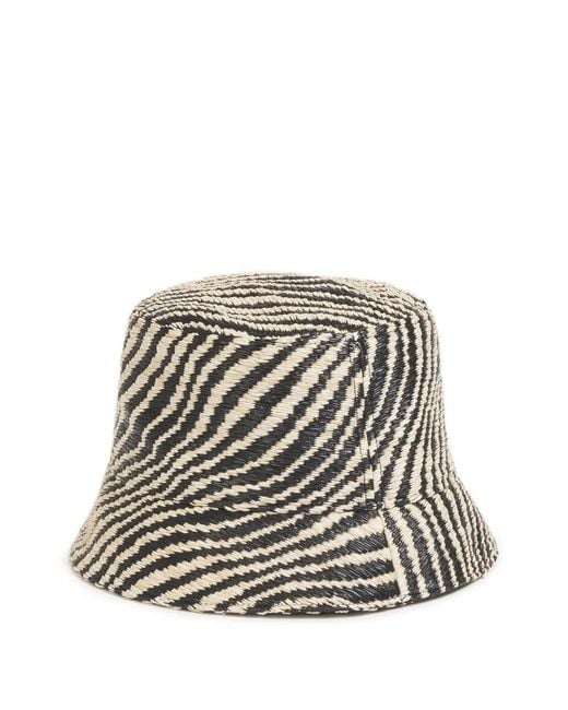 Marni White Affia-Effect Bucket Hat With Wavy Pattern