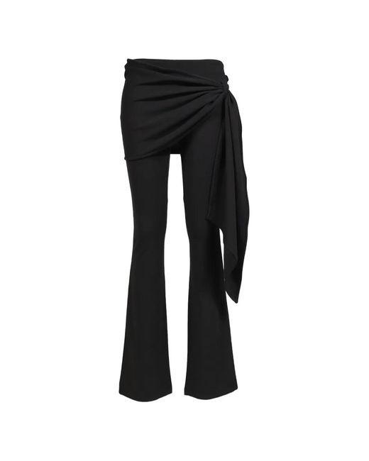 BOHEMSEO Black Strap-Tied Flared Trousers