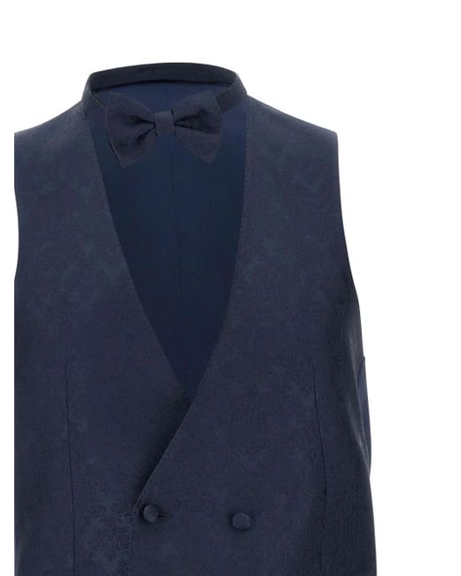 Corneliani Blue Double-Breasted Waistcoat for men