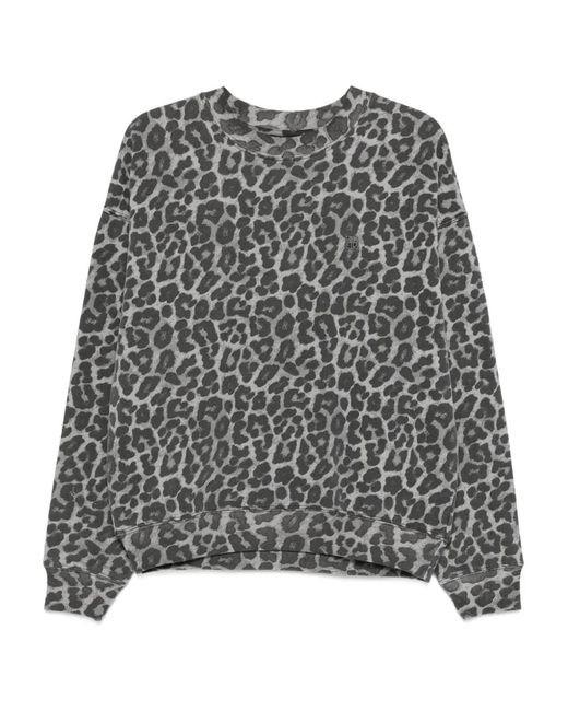 Anine Bing Gray Leopard-Print Sweatshirt for men
