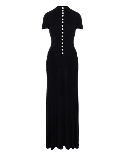 MANURI Black Mia Pearl-Embellished Maxi Dress
