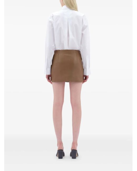 Remain Brown Leather Zip-Front Mini Skirt