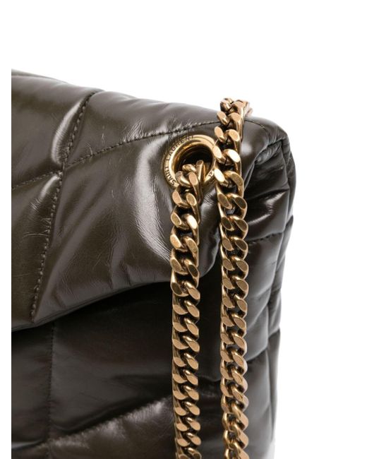 Petit sac porté épaule Puffer Saint Laurent en coloris Black