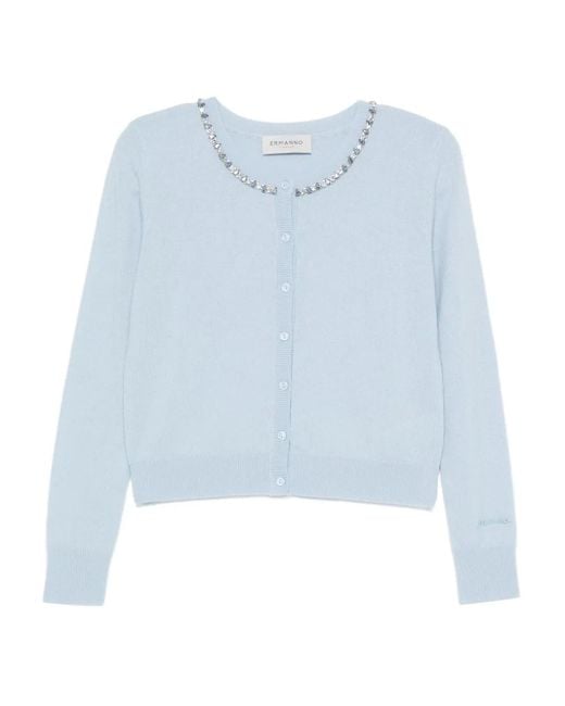 ERMANNO FIRENZE Women's Blue Wool Blend Cardigan
