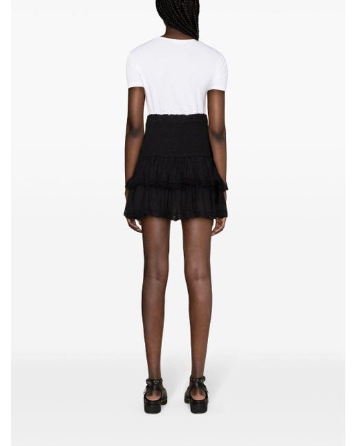 Isabel Marant Black Naomi Smocked Ruffled Miniskirt
