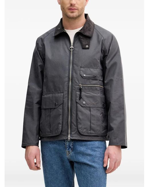 Barbour Gray Veste À Col En Velours Côtelé Et Poches Multiples for men