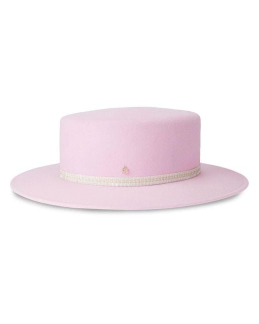 Maison Michel Pink Kiki Wool Boater Hat