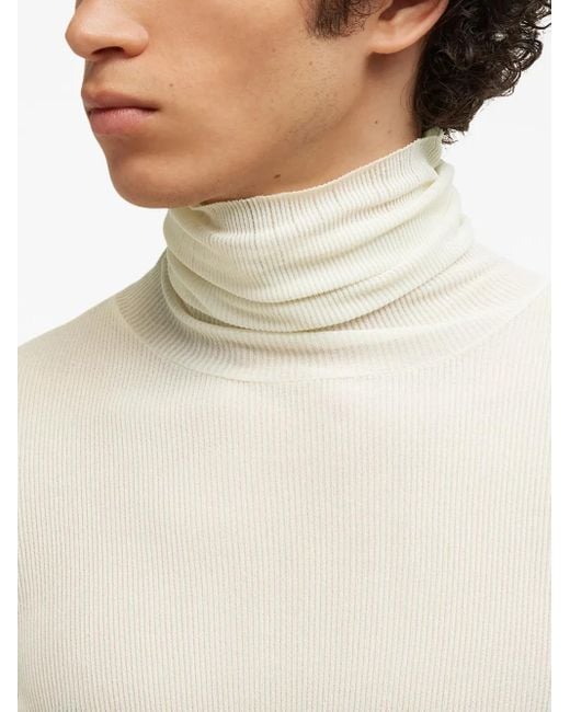 AMI White Ami Paris Paris Ribbed Roll-neck Top