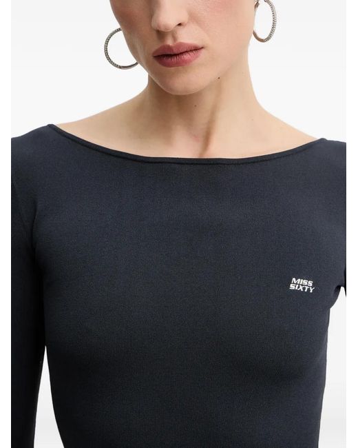 Miss Sixty Black Embroidered Knit Top