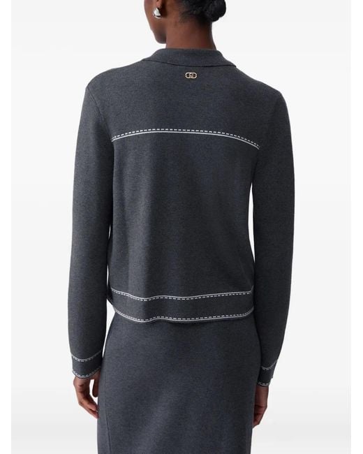 Liu Jo Gray Knit Jacket With Beads