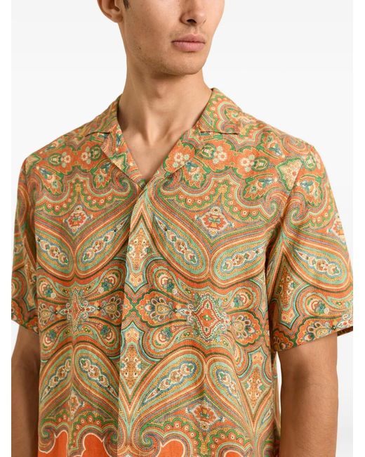 Orlebar Brown Orange Maitan Paisley-Print Shirt for men