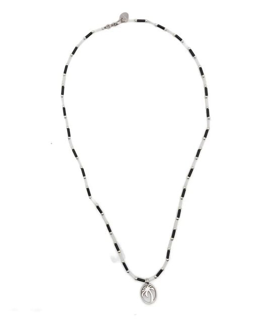 Palm Angels Black Palm-Tree Beaded Necklace for men