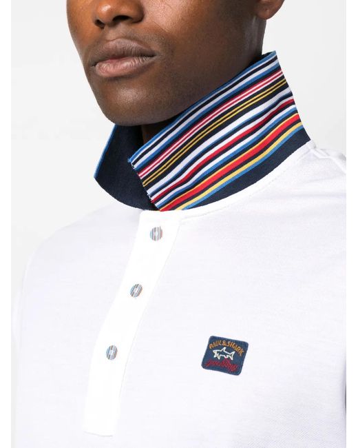 Paul & Shark White Logo-Embroidered Cotton Polo Shirt for men