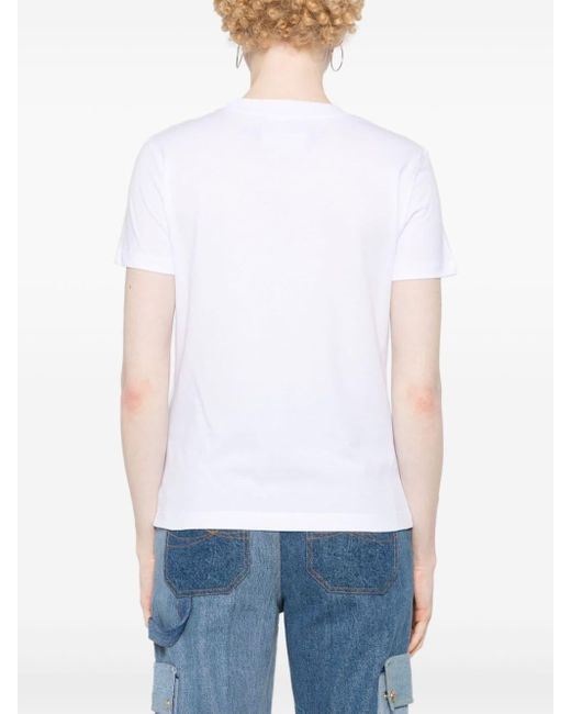 Versace White T-Shirt mit Logo in Glitter-Optik
