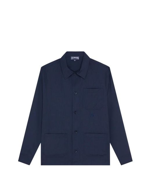 Vilebrequin Blue Micro Carreaux Shirt Jacket for men