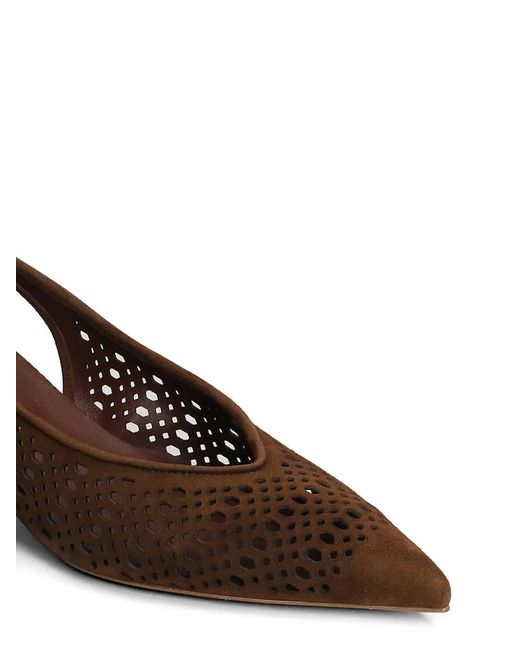 BIANCADI Brown Perforated Slingback Pumps