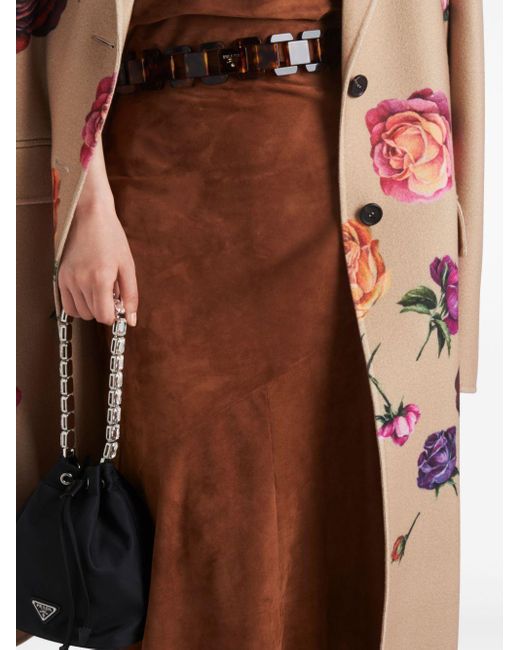 Prada Brown Suede Midi Skirt