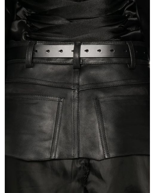 Balenciaga Black Leather-Panel Midi Skirt