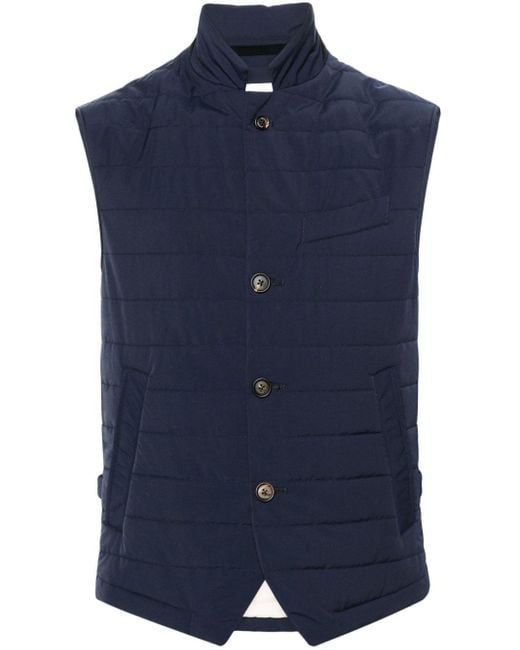 Eleventy Blue Quilted Puffer Waistcoat for men