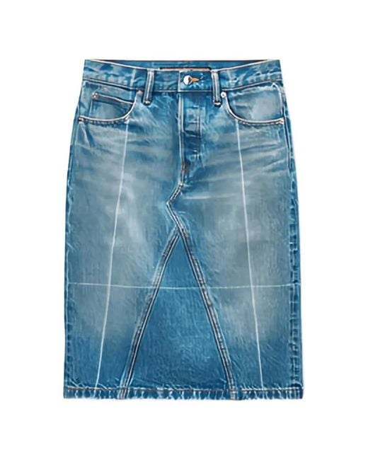 Alexander Wang Blue Straight Skirt W/ Faded Fold Lines