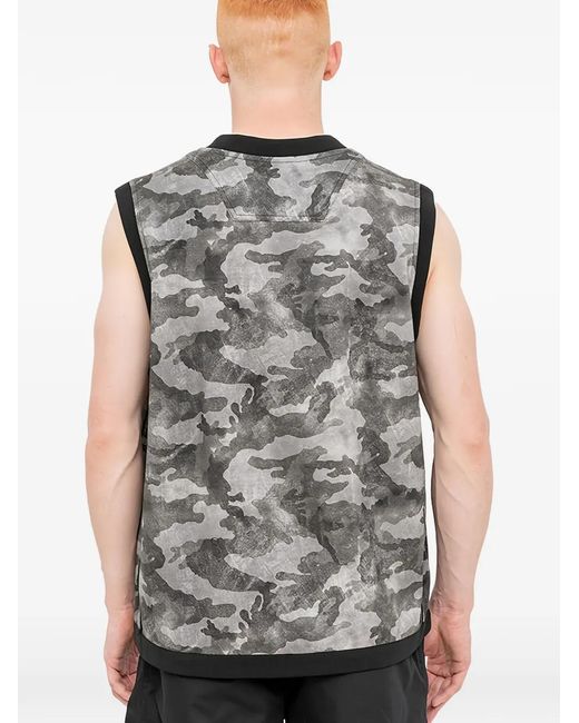 Juun.J Gray Camouflage-Print Sleeveless T-Shirt for men